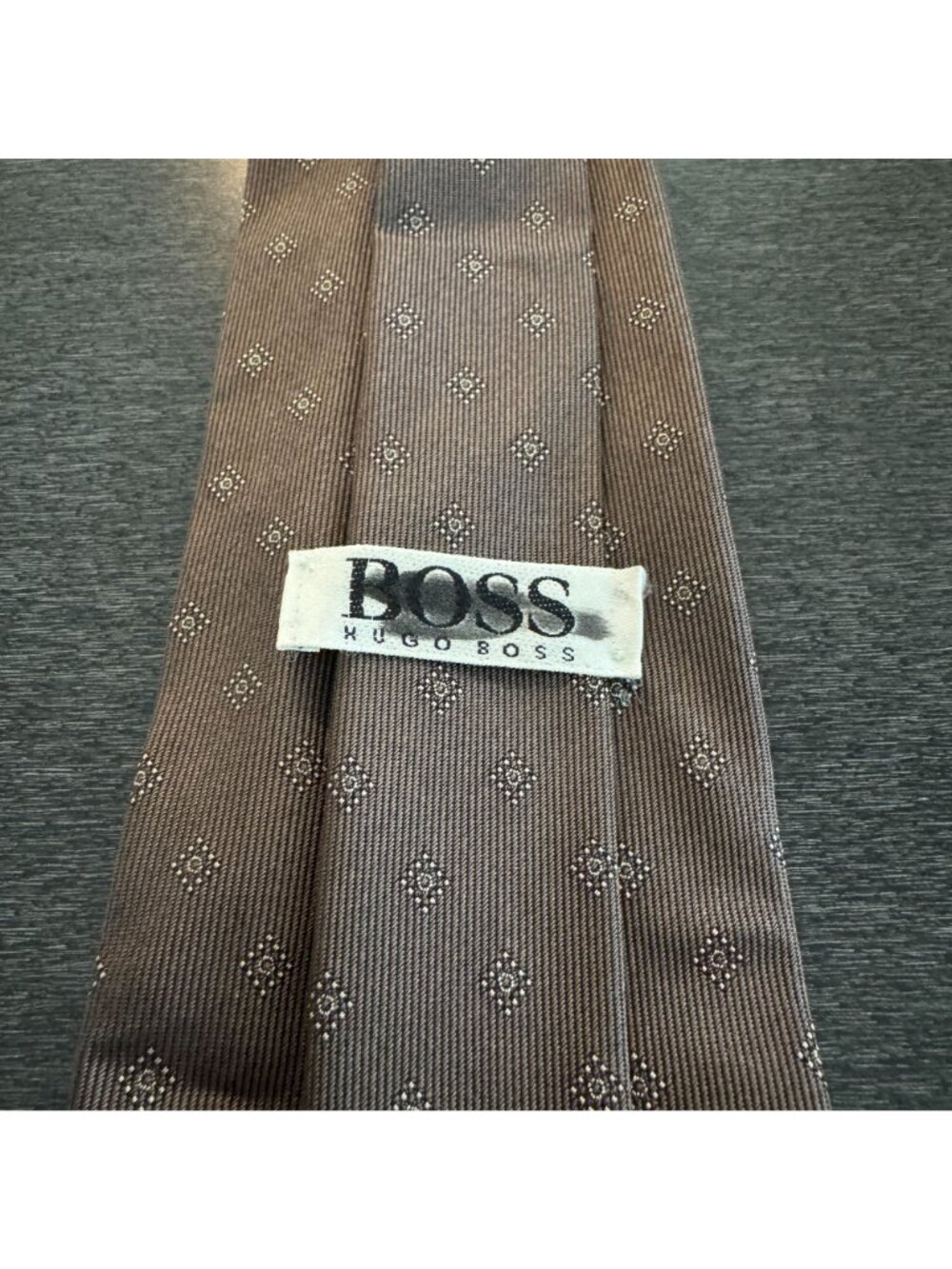 Boss Hugo Boss Patterned Silk Necktie Brown With Geometric Design - Picture 4 of 5